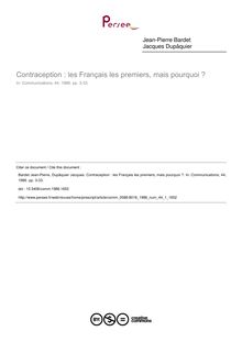 Contraception : les Français les premiers, mais pourquoi ? - article ; n°1 ; vol.44, pg 3-33