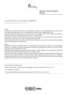 La production de viandes végétales - article ; n°1 ; vol.85, pg 177-181