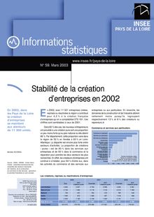 Stabilité de la création d entreprises en 2002