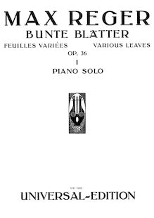 Partition Book 1 (filter), 9 Bunte Blätter, Op.36, Reger, Max