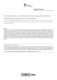 De la prédication à la confession: transmission et contrôle de modèles de comportement au XIIIe siècle - article ; n°1 ; vol.51, pg 67-85