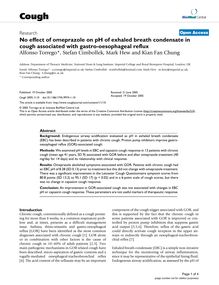 No effect of omeprazole on pH of exhaled breath condensate in cough associated with gastro-oesophageal reflux