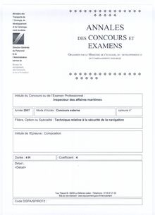 Composition 2007 Concours Externe Inspecteur des Affaires Maritimes