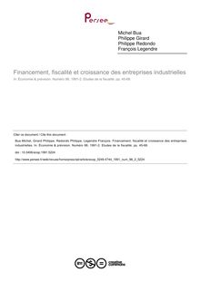 Financement, fiscalité et croissance des entreprises industrielles - article ; n°2 ; vol.98, pg 45-68