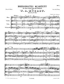 Partition complète, hautbois quatuor, F major, Mozart, Wolfgang Amadeus