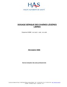 Dosage sérique des chaînes légères libres - Rapport - Dosage sérique CLL