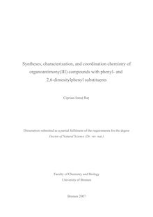 Syntheses, characterization, and coordination chemistry of organoantimony(III) compounds with phenyl- and 2,6-dimesitylphenyl substituents [Elektronische Ressource] / Ciprian-Ionuţ Raţ
