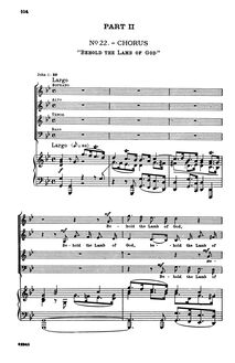 Partition , chœur: Behold pour Lamb of God, Messiah, Handel, George Frideric