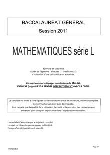 Sujet du bac L 2011: Mathématique