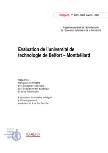 Evaluation de l université de technologie de Belfort - Montbéliard