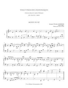 Partition , Vingt Préludes diatoniques - sans pédale, orgue Music