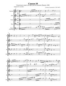 Partition complète (alto notation, SATB), Canzoni per Sonare con ogni sorte di stromenti