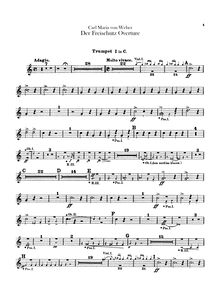 Partition trompette 1, 2 (en C), Der Freischütz, Op.77, Eine romantische Oper in 3 Aufzügen
