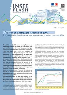 L intérim en Champagne-Ardenne en 2005 : la moitié des intérimaires sont encore  des ouvriers non qualifiés