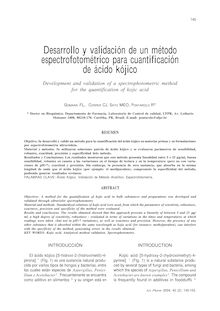 Desarrollo y validación de un método espectrofotométrico para cuantificación de ácido kójico (Development and validation of a spectrophotometric method for the quantification of kojic acid)