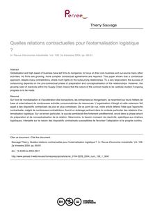 Quelles relations contractuelles pour l externalisation logistique ? - article ; n°1 ; vol.106, pg 69-91