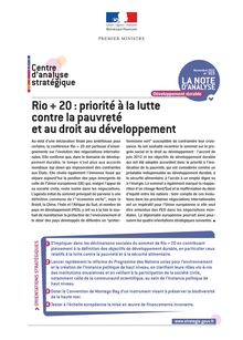 Rio + 20 : priorité à la lutte contre la pauvreté et au droit au développement.