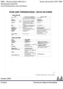 MB4 Pharmacologie médicale et thérapeutique générale: Anti inflammatoires non stéroïdiens
