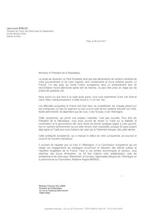 Lettre de Jean-Louis Borloo à François Hollande