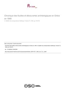 Chronique des fouilles et découvertes archéologiques en Grèce en 1948 - article ; n°1 ; vol.73, pg 516-574
