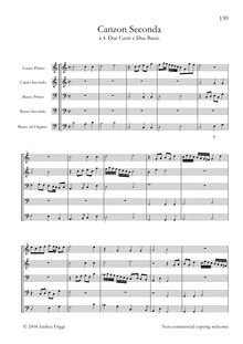 Partition complète, Canzon Seconda à , Due Canti e Due Bassi, Frescobaldi, Girolamo