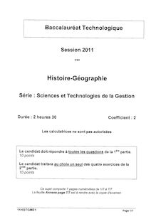 Bac 2011 STG Histoire Geographie