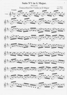 Partition , Prélude, violoncelle  No.1, G major, Bach, Johann Sebastian