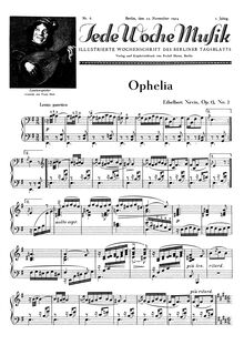 Partition No., Ophelia, Water Scenes, Op.13, Nevin, Ethelbert