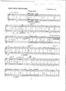 Partition Corni en C (2) , partie, Concerto Militaire Op.18, Servais, Adrien-François