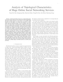 Analysis of Topological Characteristics of Huge Online Social Networking Services