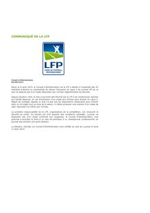 Communiqué LFP : Luzenac, accession en L2 refusée