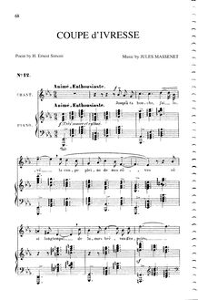 Partition complète (E♭ Major: medium voix et piano), Coupe d ivresse