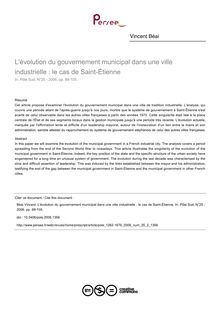 L évolution du gouvernement municipal dans une ville industrielle : le cas de Saint-Étienne - article ; n°2 ; vol.25, pg 89-105