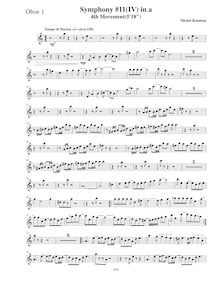 Partition hautbois 1, Symphony No.11  Latin , A minor, Rondeau, Michel par Michel Rondeau