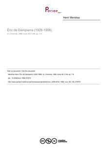 Éric de Dampierre (1928-1998) - article ; n°148 ; vol.38, pg 7-9