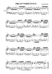 Partition Versett en G major, Versetti per Organo, Pera, Girolamo