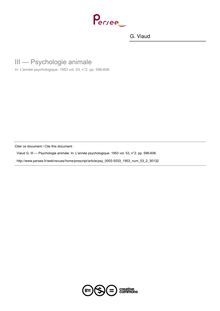III — Psychologie animale - compte-rendu ; n°2 ; vol.53, pg 596-606