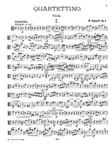 Partition viole de gambe, Quartettino, Op.5, C major, Pogojeff, Wladimir