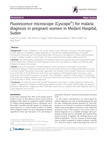 Fluorescence microscope (Cyscope®) for malaria diagnosis in pregnant women in Medani Hospital, Sudan