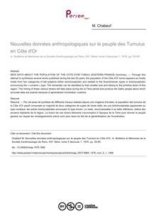Nouvelles données anthropologiques sur le peuple des Tumulus en Côte d Or - article ; n°1 ; vol.5, pg 55-65