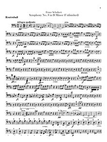 Partition Basses, Symphony No.8, Unvollendete (Unfinished), B minor