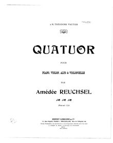 Partition de viole de gambe, Piano quatuor, Quatuor pour Piano, Violon, Alto et Violoncelle