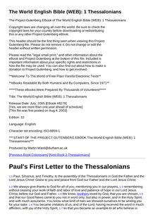 The World English Bible (WEB): 1 Thessalonians