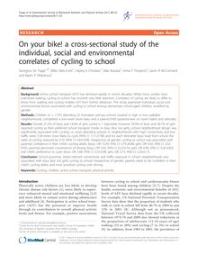 On your bike! a cross-sectional study of the individual, social and environmental correlates of cycling to school