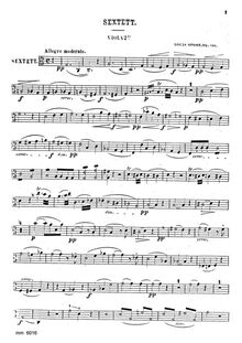 Partition viole de gambe 2, corde Sextet, Op.140, C major, Spohr, Louis