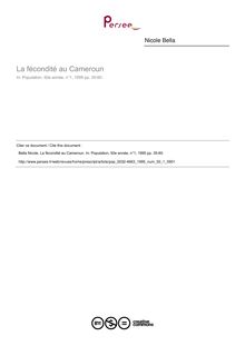 La fécondité au Cameroun - article ; n°1 ; vol.50, pg 35-60