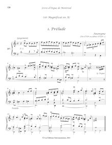 Partition 207-2, (16e) Magnificat en A: , Prélude - , Duo - , Récit - , Cornet - , Basse (Trio) - , Dialogue, Livre d orgue de Montréal