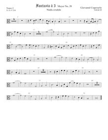 Partition ténor viole de gambe 2, alto clef, Fantasia pour 5 violes de gambe, RC 52