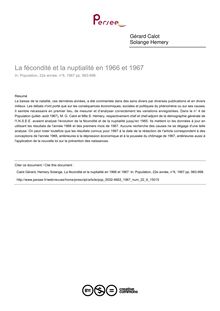 La fécondité et la nuptialité en 1966 et 1967 - article ; n°6 ; vol.22, pg 983-998