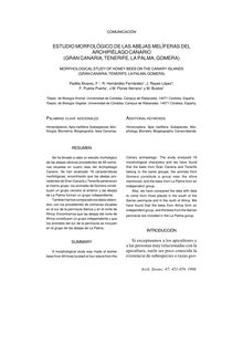 ESTUDIO MORFOLÓGICO DE LAS ABEJAS MELÍFERAS DEL ARCHIPIÉLAGO CANARIO (GRAN CANARIA, TENERIFE, LA PALMA, GOMERA) (MORPHOLOGICAL STUDY OF HONEY BEES ON THE CANARY ISLANDS (GRAN CANARIA, TENERIFE, LA PALMA, GOMERA))